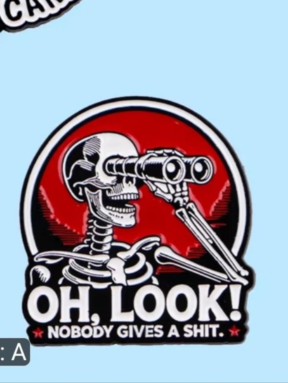 Oh, Look! Skeleton Brooch Pin - Red & Black